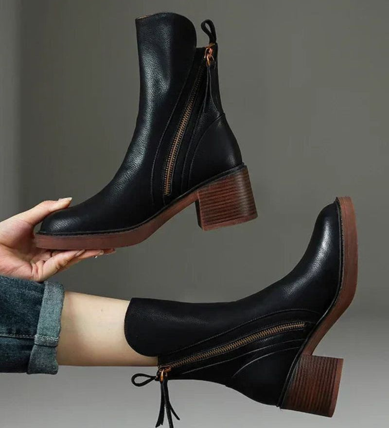 Valorine | Botine elegante din piele ecologică cu toc confortabil