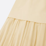 Lucia – Rochie Lungă Plisată cu Decolteu Barcă