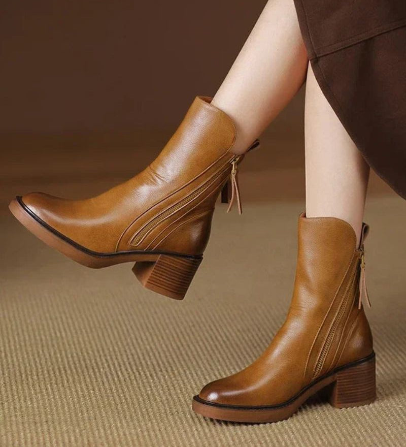 Valorine | Botine elegante din piele ecologică cu toc confortabil