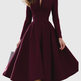 Lavinia – Rochie Midi Bordo cu Decolteu în V