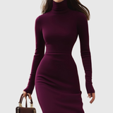 Valeria – Rochie Mulată cu Guler Înalt