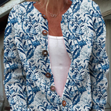 Pulover cu model floral și nasturi
