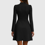 Zoe – Rochie Evazată cu Nasturi Aurii
