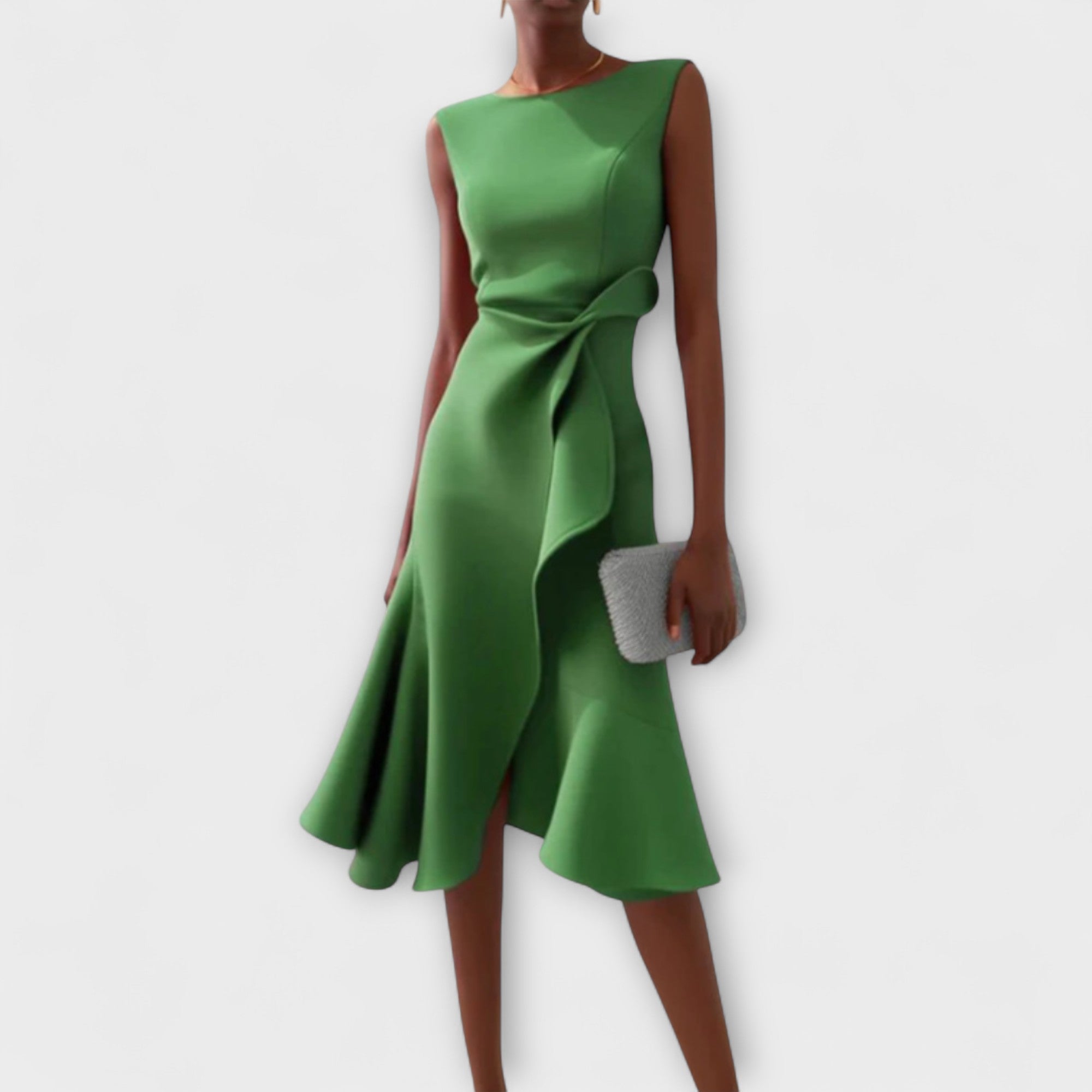 Delia – Rochie Midi Drapată Asimetric