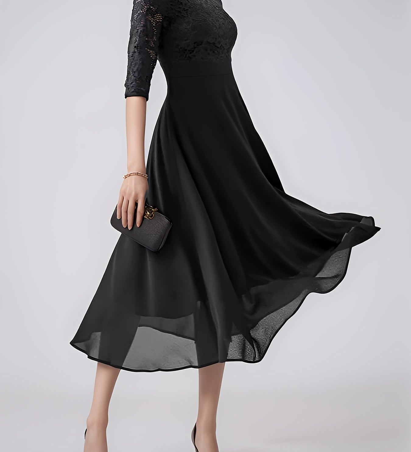 Clara – Rochie de Seară Bleumarin cu Dantelă