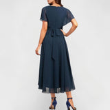 Ornella – Rochie Elegantă în Nuanță de Albastru Profund