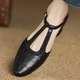 Margareta – Pantofi clasici tip T-strap, cu detaliu împletit