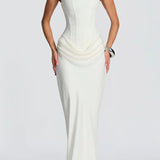 Corina – Rochie Maxi cu Decolteu Pătrat