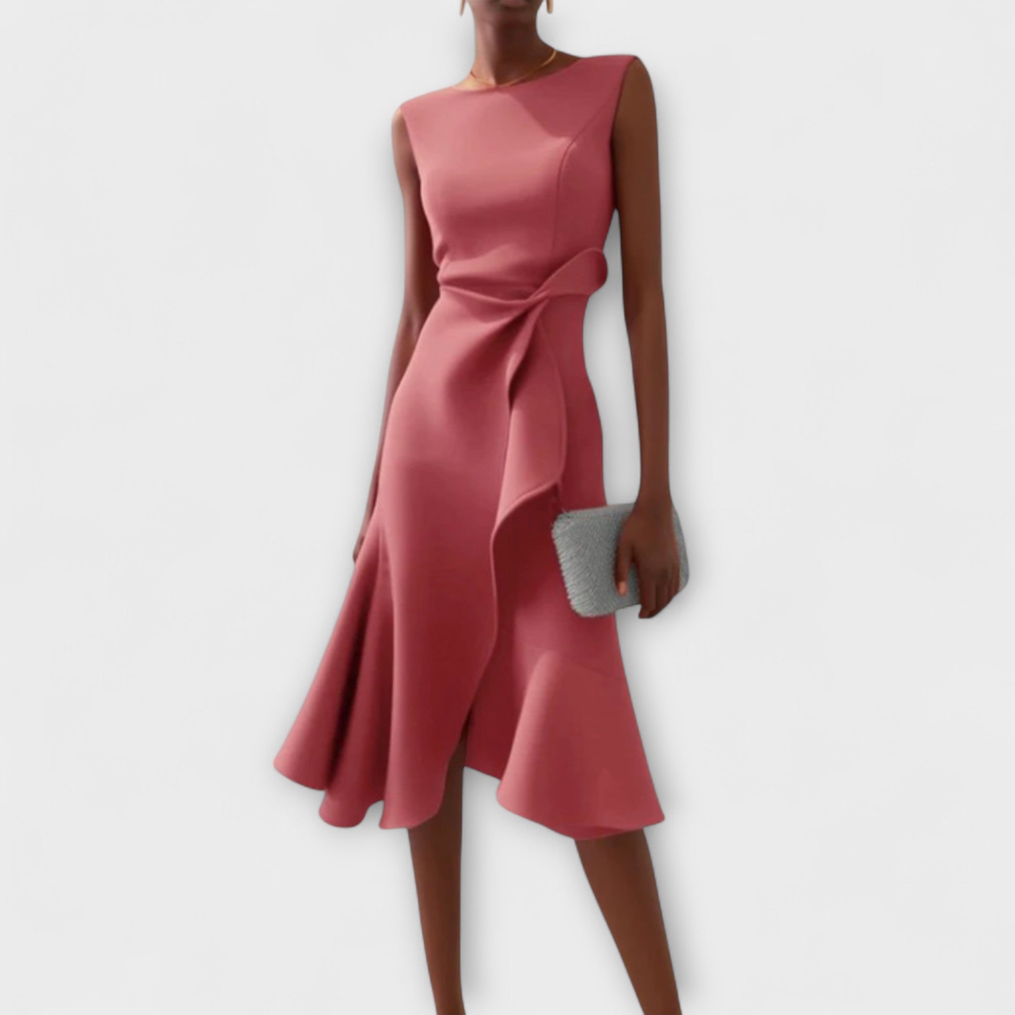 Delia – Rochie Midi Drapată Asimetric