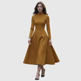 Otilia – Rochie Evazată cu Guler Înalt și Mâneci Lungi