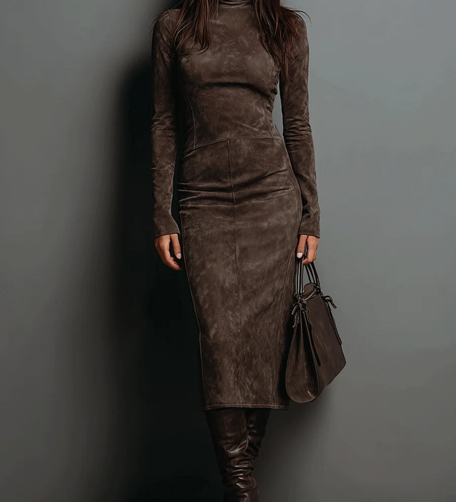 Susana – Rochie midi lungă maro