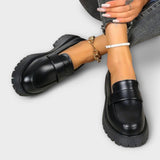 Mocasi femeie cu design anatomic și toc din satin