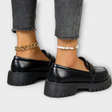 Mocasi femeie cu design anatomic și toc din satin