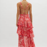 Monica – Rochie Midi cu Volane și Spate Deschis