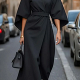 Salomea – Rochie Elegantă cu Croială Clasică, Mâneci Ample și Cordon în Talie
