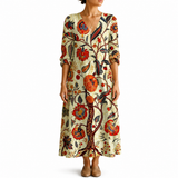 Ana – Rochie Artistică Florală cu Tentă Romantică