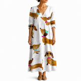 Clara – Rochie Artistică cu Imprimeu Englez