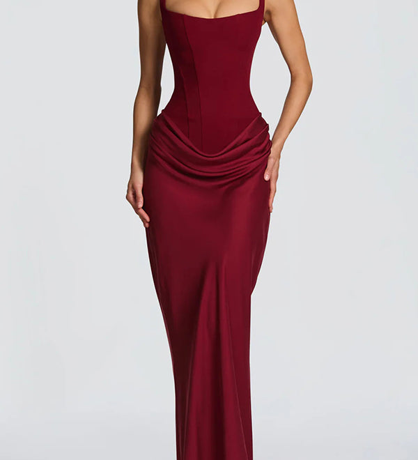 Corina – Rochie Maxi cu Decolteu Pătrat