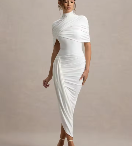 Andrada – Rochie Maxi cu Mâneci Tip Pelerină